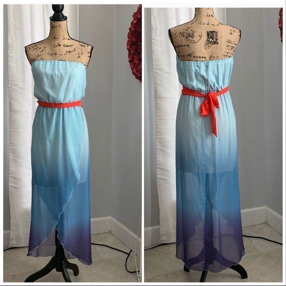 Charlotte Russe blue high low maxi dress size M